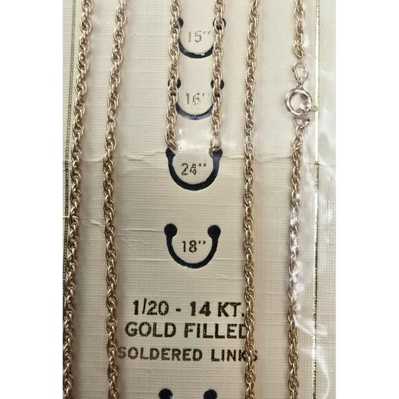 14K Gold Filled Rope Chain With Soldered Links 24" 1.7mm Beautiful! JJ4159 - Picture 2 of 4